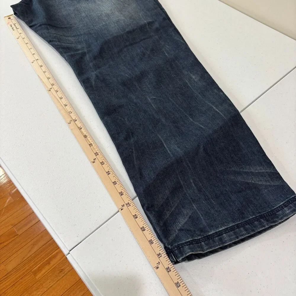 Eight 732 Blue Jeans Mens 40X34 Dark Wash Distress Streetwear Skater Hip Hop Y2K